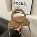 Handbag With Circular Ring Handle Geometric Satchel - Khaki