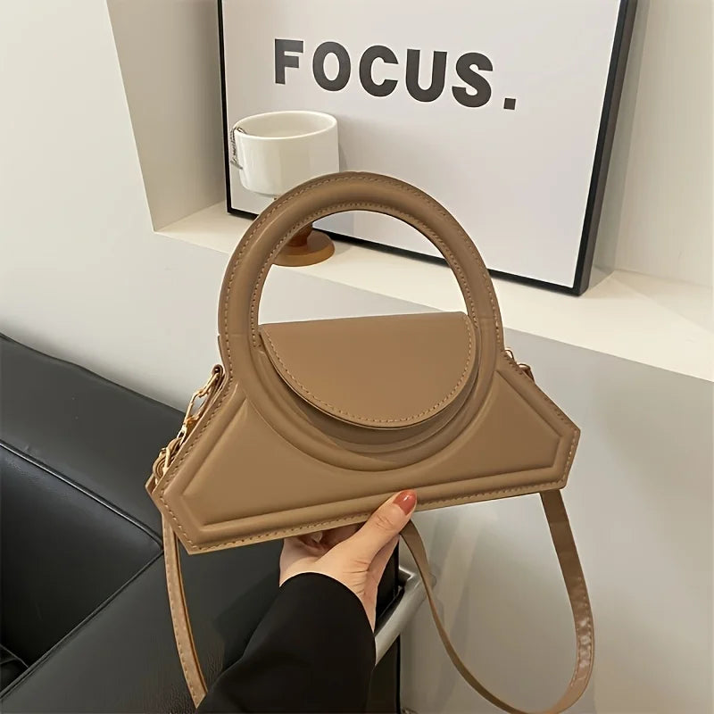 Handbag With Circular Ring Handle Geometric Satchel - WO2MEN
