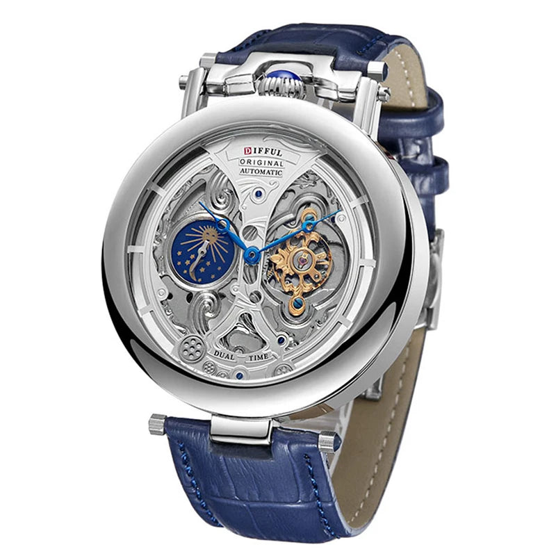 Skeleton Tourbillon Automatic Wristwatch Leather Strap