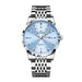Quartz Wristwatch with Luminous Date Window Bracelet - Sky Blue