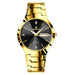 Women's Wristwatch with Luminous Dial Date Display - Gold Black