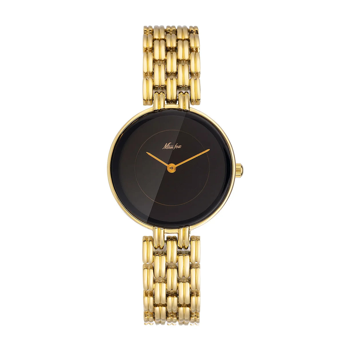 Ladies Watch Round Dial Metal Bracelet Quartz - Gold Black
