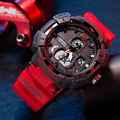 Rugged Dual Display Sports Watch with World Time