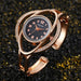 New Womens Gold Metal Wristwatch with Crystal Accents - Rose Black