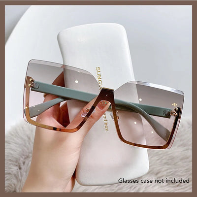 Half Frame Sunglasses With Gradient Lenses Square Form - WO2MEN