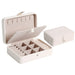 PU Leather Jewellery Storage Box with Ring Compartments - White