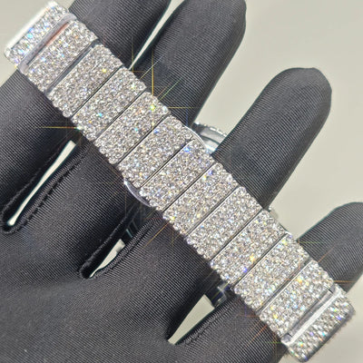 Diamond Paved Stainless Steel Watch with Luminous Dial