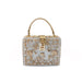 Crystal Floral Lattice Evening Bag With Embellishments - White