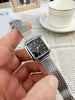 Lux Square Dial Quartz Watch with Mesh Strap Deluxe - Silver Black
