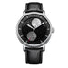 Moon Phase Automatic Mechanical Wristwatch Twin Moons - Black Leather