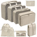 Nine Piece Travel Packing Cube Set for Luggage Storage - Beige