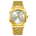 Stainless Steel Quartz Wristwatch Water Resistant - Gold White