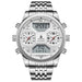 Chronograph Stainless Steel Wristwatch Dual Display - Silver