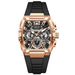 Mens Square Dial Chronograph Quartz Wristwatch Casual - Gold Black