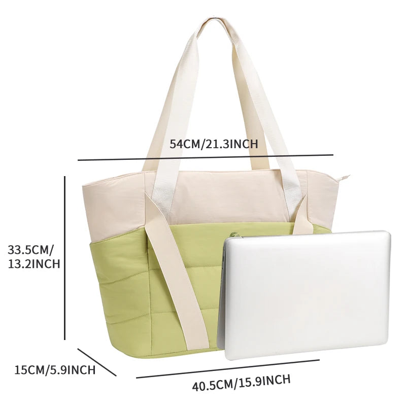 Quilted Puffy Tote for Everyday Travel and Shopping