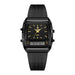 Dual Display Quartz Watch with Analog Digital Window - Black