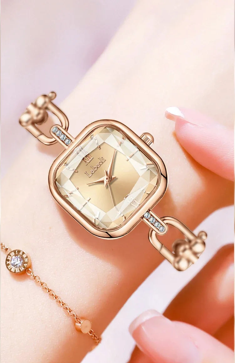 Square Bracelet Watch with Elegant Chain Link Design