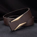 Belt with Geometric Buckle for Smart Formal Wear - Coffee Gold Buckle