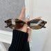 Deluxe Cat Eye Sunglasses with Mirror Lenses Premium - Leopard Brown