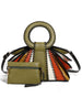 Leather Handbag with Circular Ring Handle Premium - Green