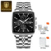 Square Chronograph Timepiece With Luminous Hands Plus - Silver Black