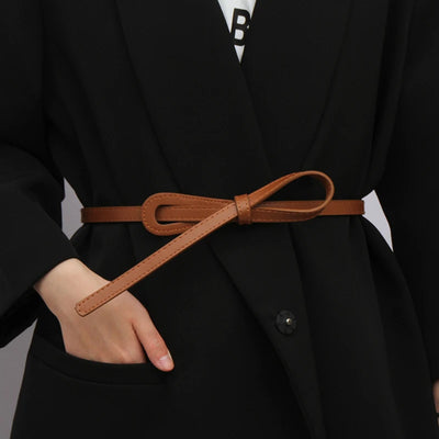 Slim Knot Belt for Women with Tailored Look Finish - Brown