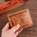 Wallet with Dollar Pattern Zipper Pocket for Daily Use - Brown