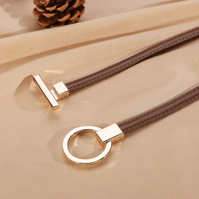 Minimalist Belt With Circular Ring Buckle For Everyday