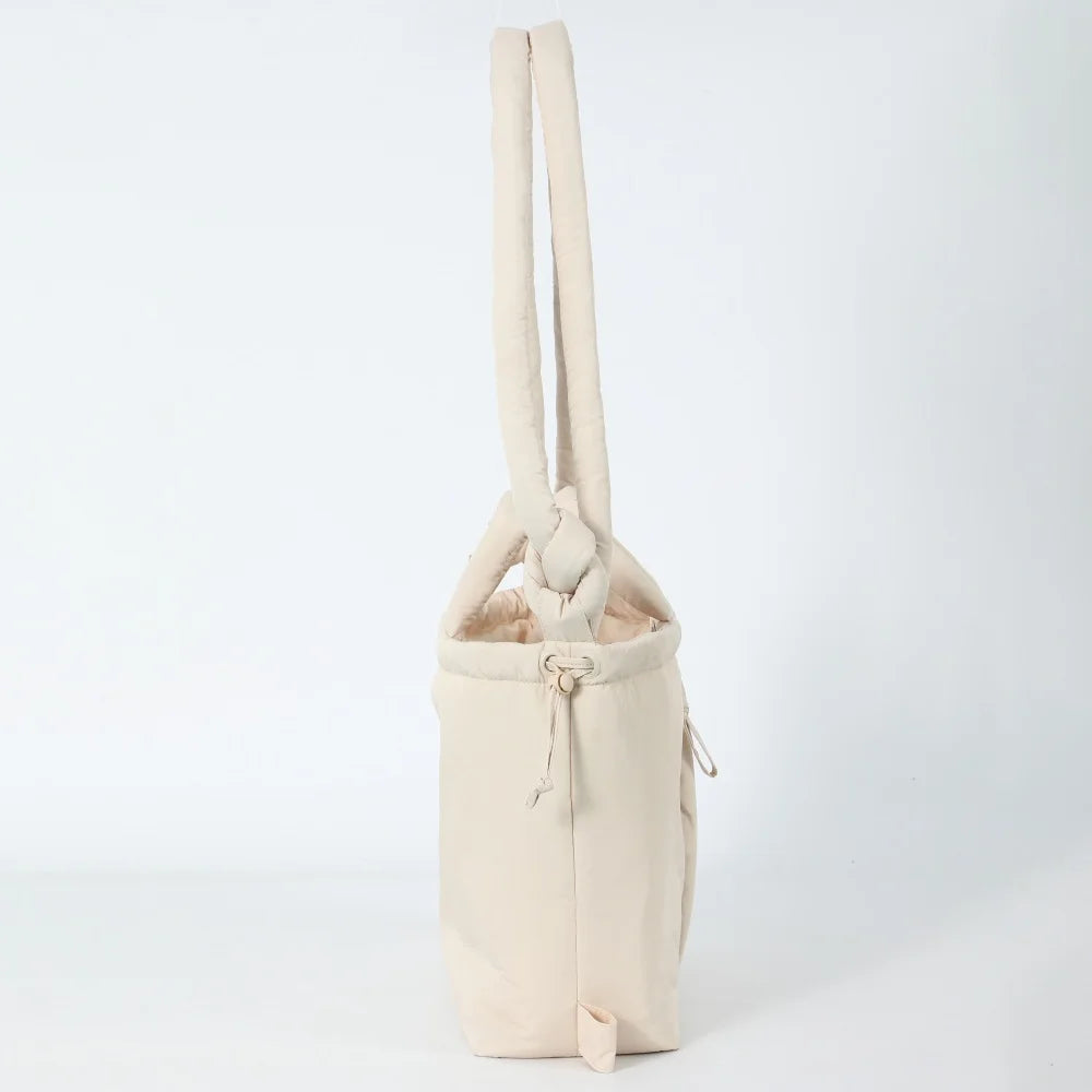 Puffer Backpack with Top Handle Drawstring Closure