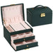 Elegant Three Layer Jewelry Box With Drawer Lock System - Green