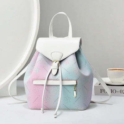 Floral Pattern Backpack With Drawstring Flap Design - WO2MEN