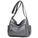 Genuine Leather Shoulder Bag Crossbody with Zip Pockets - Grey