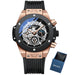 Skeleton Chronograph Quartz Wristwatch Water Resistant - Black Rose Gold