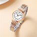 Elegant Round Dial Quartz Wristwatch with Folding Clasp - Gold White
