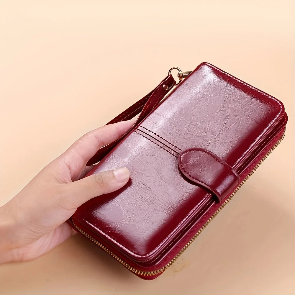 Zipped Long Wallet with Card Slots And Wrist Strap