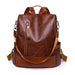 Womens Fashion Backpack with Multi Pocket Design - Brown