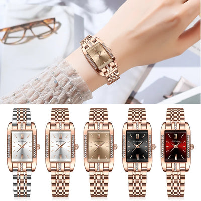 Rectangular Crystal Embellished Bracelet Watch Sparkle