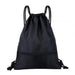 Drawstring Gym Backpack with Front Zip Pocket - Black