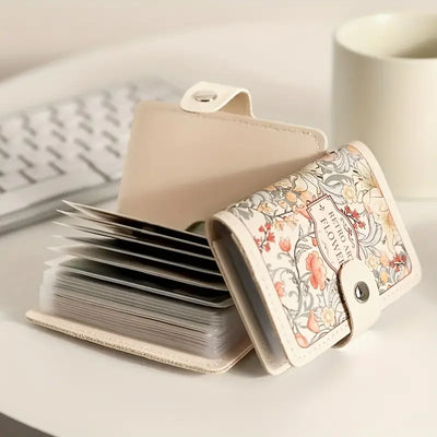Floral Card Holder Organizer with Snap Closure Design - WO2MEN