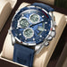 Wristwatch with LED Display and Multiple Time Zone - Silver Blue