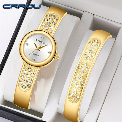 Elegance Quartz Watch With Diamond Dial And Bracelet
