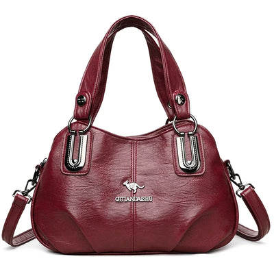 Handbag with Three Straps Large Capacity Everyday Use - Burgundy