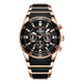 Big Dial Chronograph Watch Stainless Steel Case - Gold Black