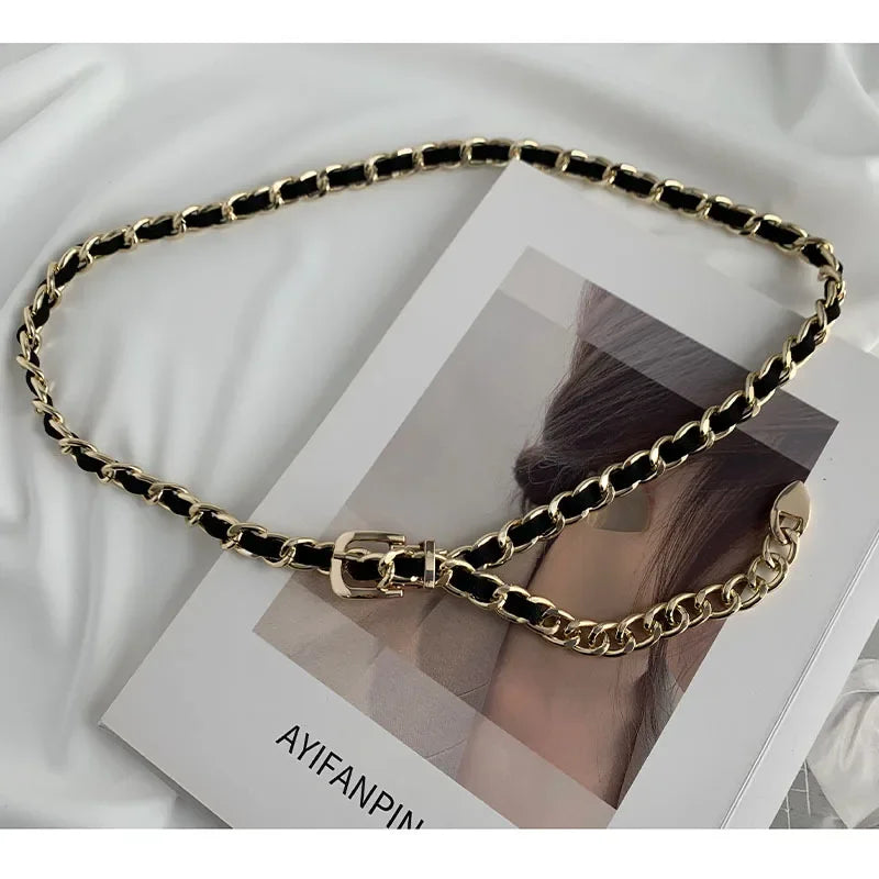 Elegant Metal Chain Belt with Tassel Clasp Premium