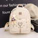 Backpack With Heart Motif and Tassel Charm Edition - Beige backpack [send bear pendant]]