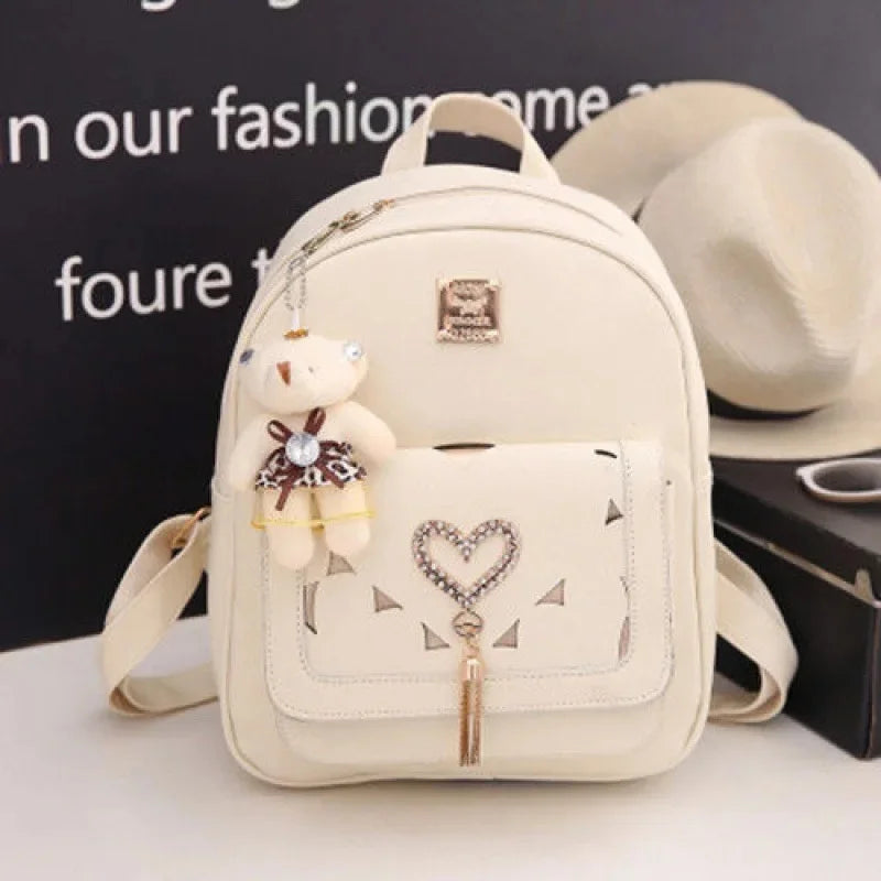 Backpack With Heart Charm and Tassel Decor Korean Style - WO2MEN