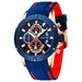 Chronograph Watch with Silicone Strap for Active Wear - Blue Red
