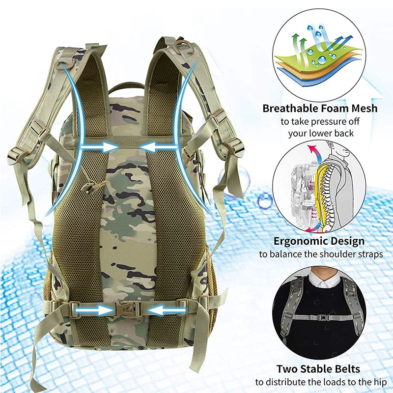 35L Tactical Backpack with Molle System Rain Cover