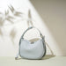 Handbag Crescent Shape Shoulder Bag with Double Zipper - Sky Blue
