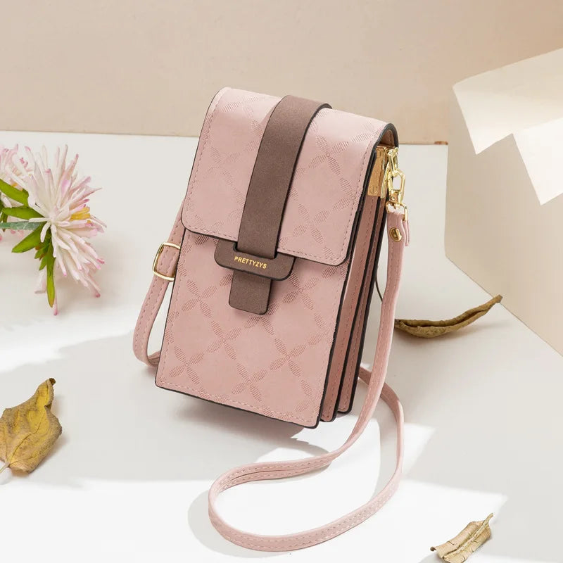 Crossbody Handbag With Petal Plaid Pattern And Strap - WO2MEN
